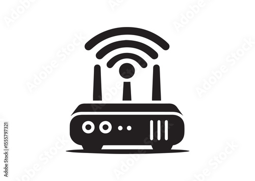 A Portable WIFI Router Silhouette Black Vector Illustration