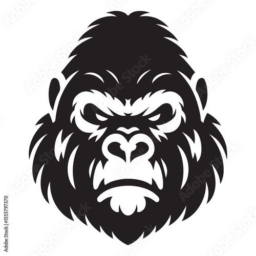 Angry Gorilla Head Monochrome Silhouette