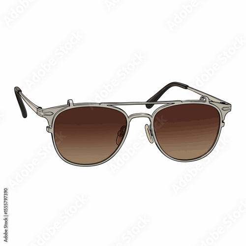 Silver Clip-on Sunglasses with Brown Lenses