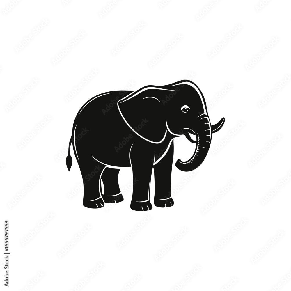 Fototapeta premium Elegant Standing Elephant Silhouette Artwork with High Contrast Style