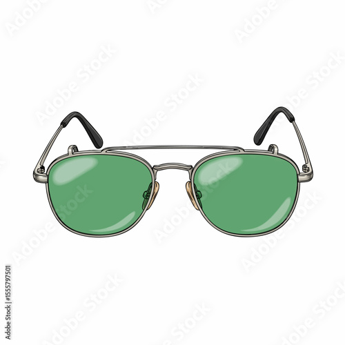 Silver Clip-on Sunglasses with Green Lenses