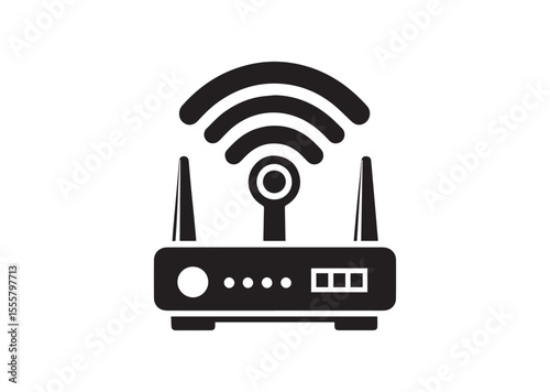 A Portable WIFI Router Silhouette Black Vector Illustration