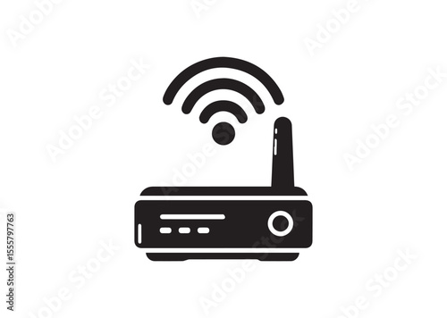 A Portable WIFI Router Silhouette Black Vector Illustration