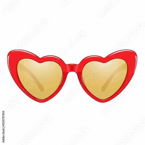 Red Heart-Shaped with Gold Mirror Lenses