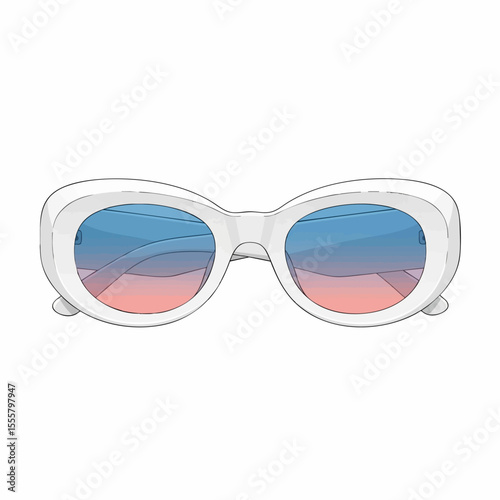 Glossy White Mod Oval with Blue-Rose Gradient Lenses