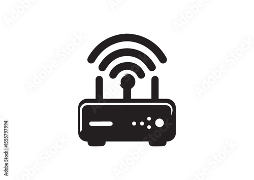 A Portable WIFI Router Silhouette Black Vector Illustration