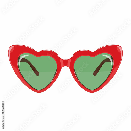 Red Heart-Shaped with Green Lenses