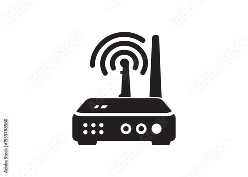 A Portable WIFI Router Silhouette Black Vector Illustration