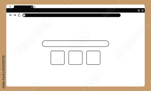 Browser web page window blank empty flat cartoon icon image clip art set, modern design of webpage website screen.