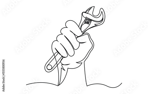 Continuous one Line Drawing of Happy Labor Day Concept Vector Illustration

