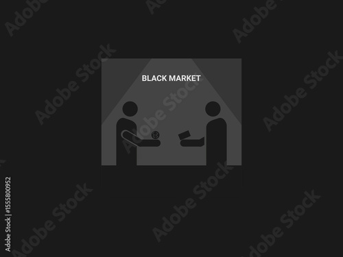shows two shadowy figures exchanging an object
