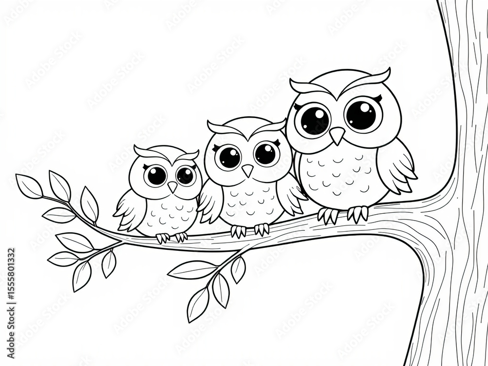 Fototapeta premium Page of coloring book, an owls