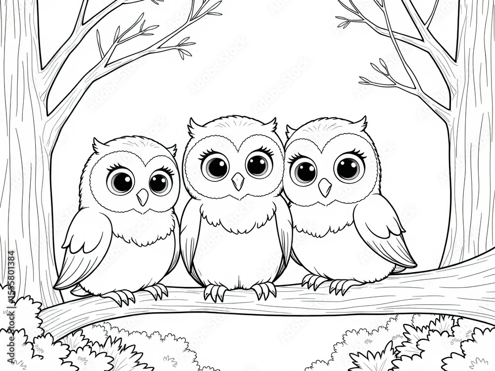 Obraz premium Page of coloring book, an owls