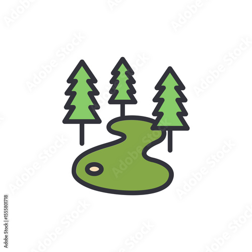Scenic Golf Course Landscape With Lush Green Trees And Fairway