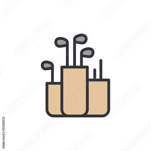 Stylized Golf Clubs Set In Bags With Muted Tones On Display