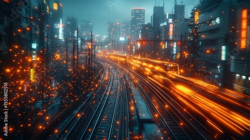 traffic in city at night