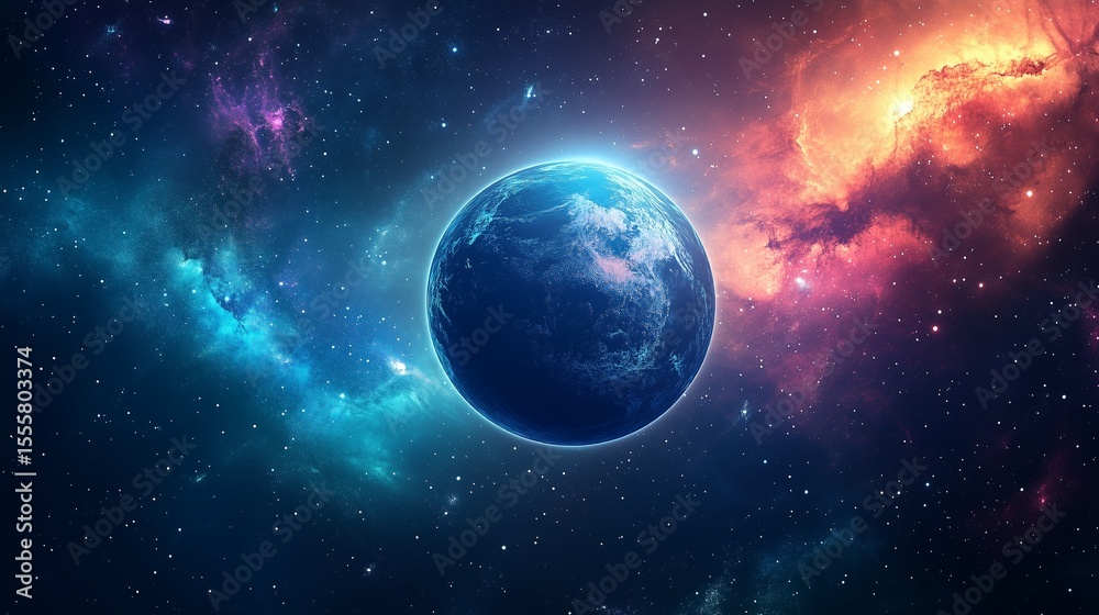 Fototapeta premium Digital Earth Globe in Dark Space with Glowing Lights