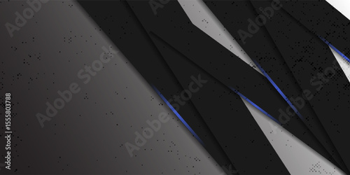 Abstract Black and Blue Geometric Layers on Gradient Background