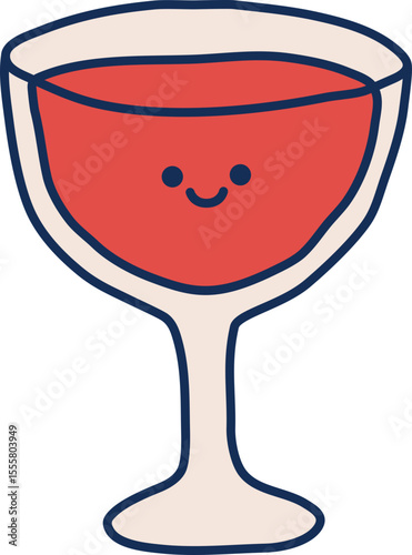 Kawaii Happy Wine Glass

