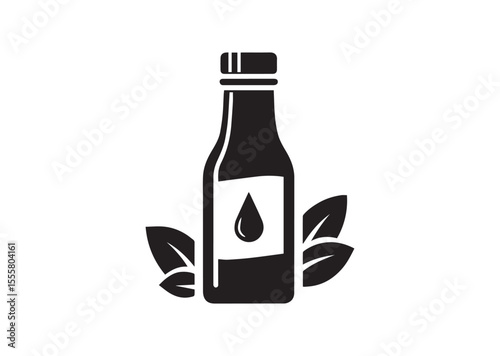 Bottle of Sauce Silhouette Black Vector Illustration