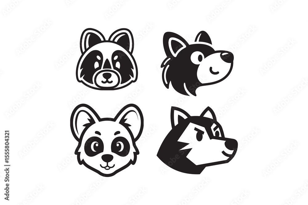 Obraz premium Cute kirin illustration black and white mythical creature design kawaii art