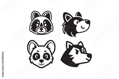 Cute kirin illustration black and white mythical creature design kawaii art