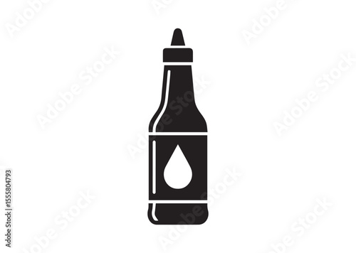 Bottle of Sauce Silhouette Black Vector Illustration