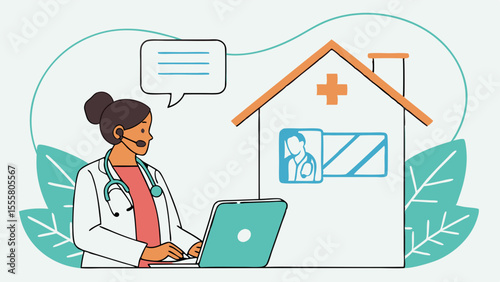 Telemedicine Doctor Consultation Illustration.