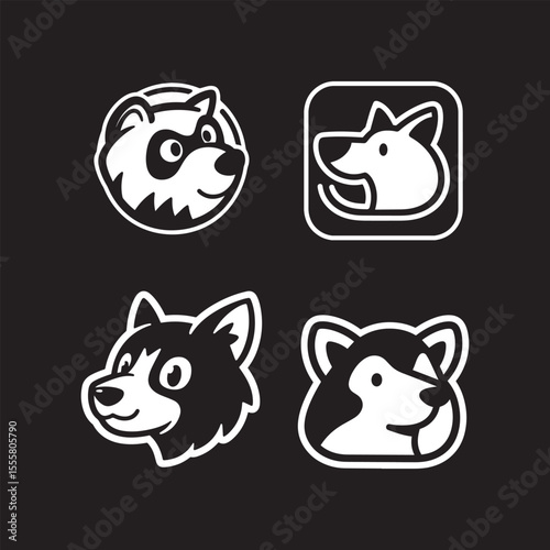 Collection of cute animal logo designs vector illustration graphic design