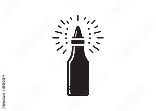 Bottle of Sauce Silhouette Black Vector Illustration