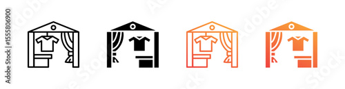 Changing Room Multiple Style Icon Set Vector 