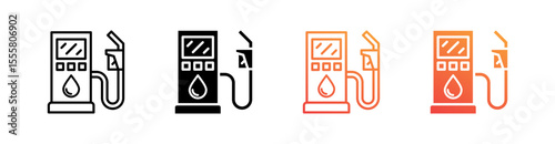 Fuel Pump Multiple Style Icon Set Vector 