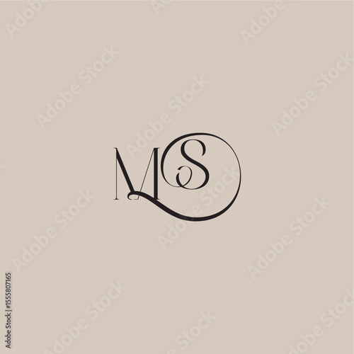 monogram wedding logo elegant and luxury style MS dinamyc curvy initial concept letter