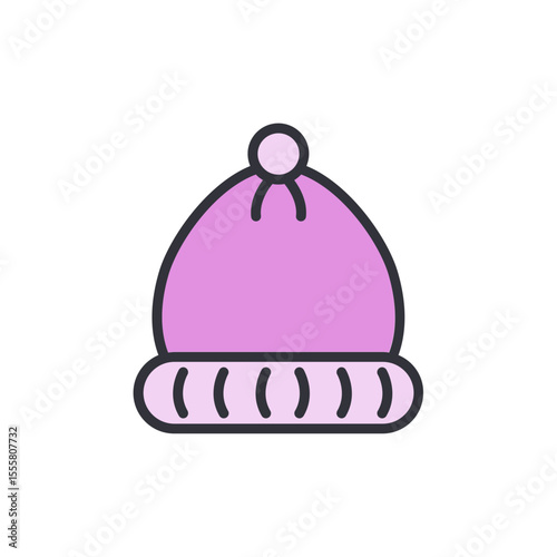 Stylish Pink Knitted Hat With Pom Pom For Winter Fashion Icon