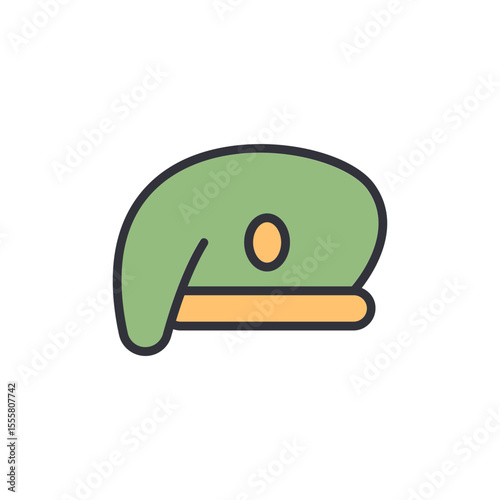 Isolated Green Beret Flat Design Style Military Apparel Icon Vector