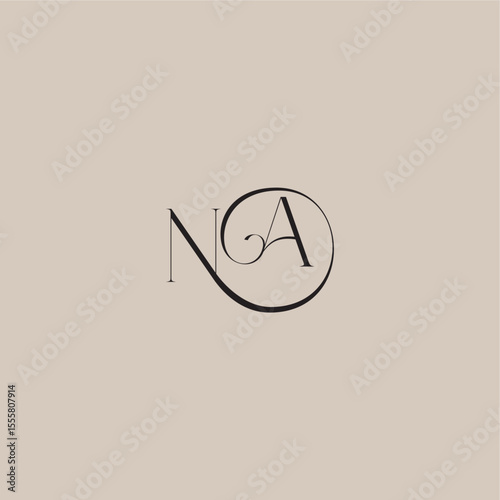 monogram wedding logo elegant and luxury style NA dinamyc curvy initial concept letter