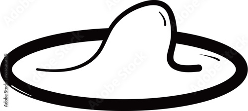 A black and white line art illustration of a single condom