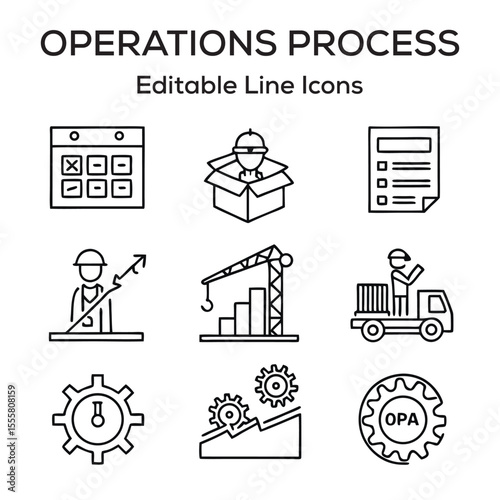 operations Management editable icon set.