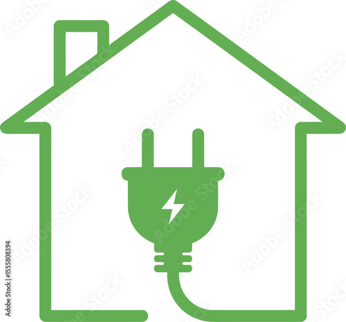 Smart Home Energy - Green Eco House Power Icon