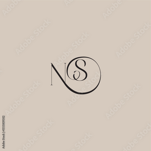 monogram wedding logo elegant and luxury style NS dinamyc curvy initial concept letter