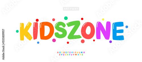 Colorful playful alphabet, joyful modern letter set, vibrant carnival font for funny kid zone banner, birthday headline, cheerful typography, educational typographic design. Vector typeset.