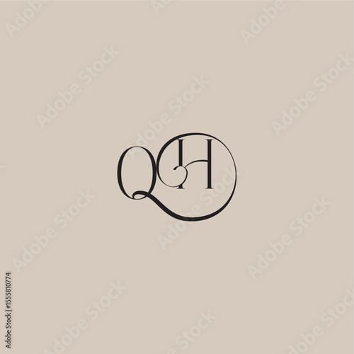 monogram wedding logo elegant and luxury style OH dinamyc curvy initial concept letter
