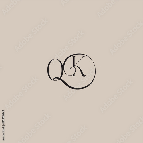 monogram wedding logo elegant and luxury style OK dinamyc curvy initial concept letter