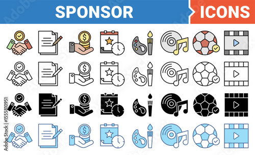 Sponsor icon set with multiple style collection.