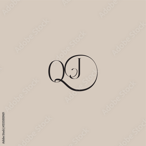 monogram wedding logo elegant and luxury style OJ dinamyc curvy initial concept letter