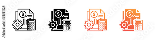 Budget Management Multiple Style Icon Set Vector 