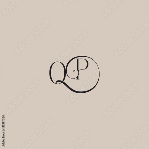 monogram wedding logo elegant and luxury style OP dinamyc curvy initial concept letter