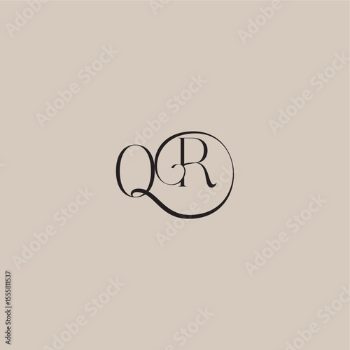 monogram wedding logo elegant and luxury style OR dinamyc curvy initial concept letter