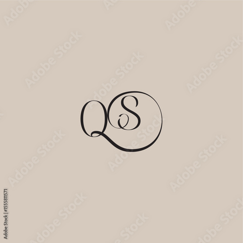 monogram wedding logo elegant and luxury style OS dinamyc curvy initial concept letter