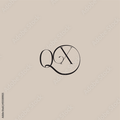 monogram wedding logo elegant and luxury style OX dinamyc curvy initial concept letter